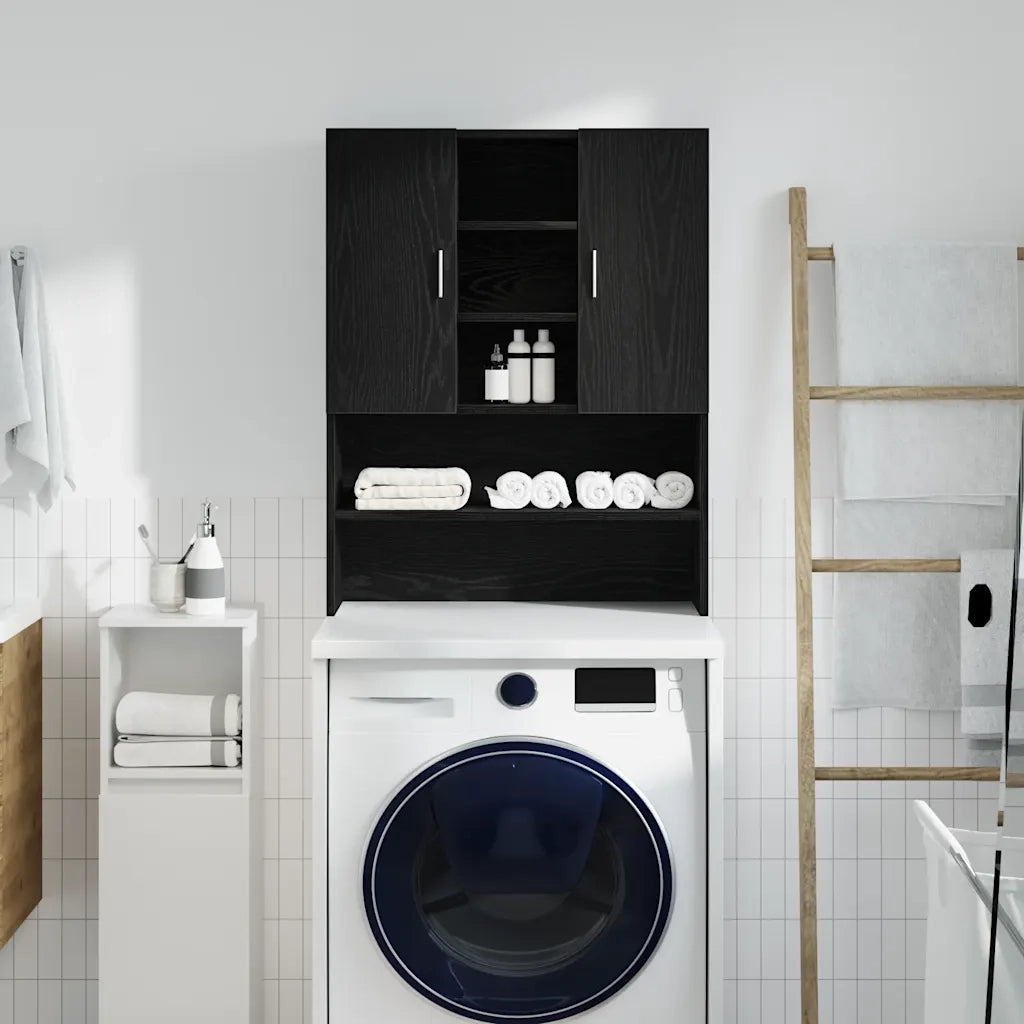 Mobile per Lavatrice Rovere Nero 70,5x25,5x90 cm CFW5243655