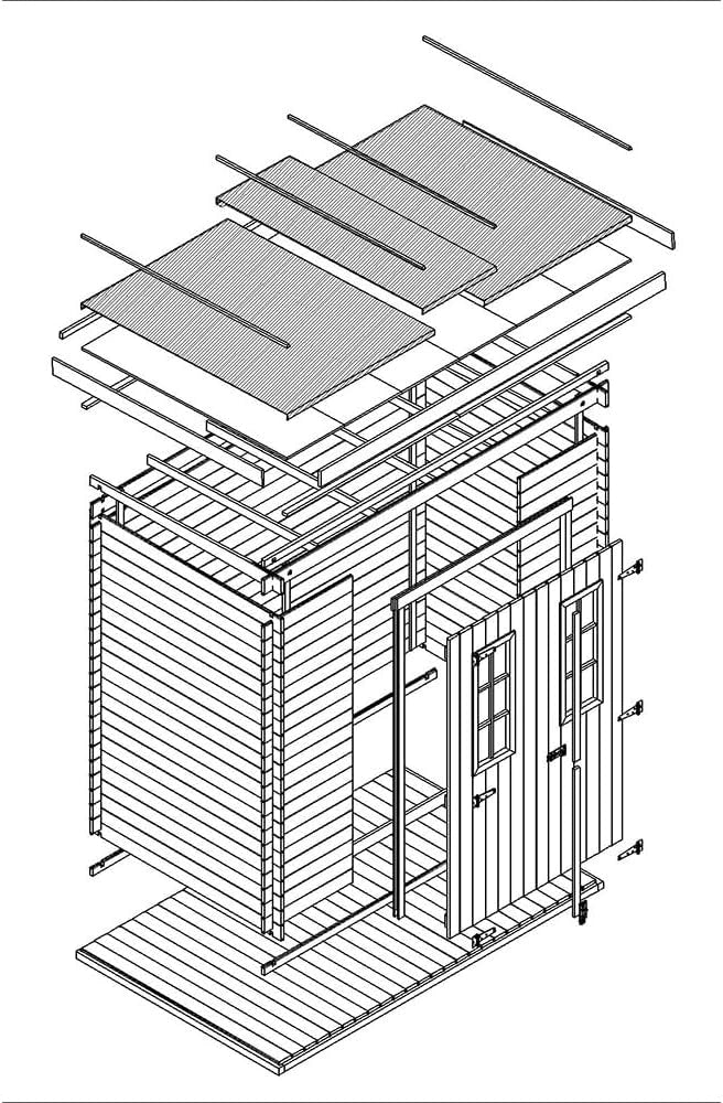 TIMBELA M310C+M310G Casetta da Giardino in Legno per Esterni CON PAVIMENTO TRATTATO 239x144xA200 cm/2.6m2
