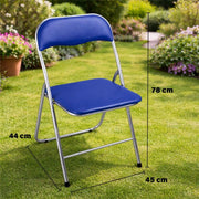 SEDIA PIEGHEVOLE IMBOTTITA BLU, 44X45X78H CM, SEDUTA COMODA, PORTATILE, STRUTTURA IN METALLO, SLIM, SALVASPAZIO, RESISTENTE