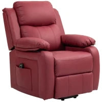 Poltrona Alzapersona Reclinabile con Poggiapiedi e Telecomando, in Pelle PU, 76x90x105 cm, Rosso