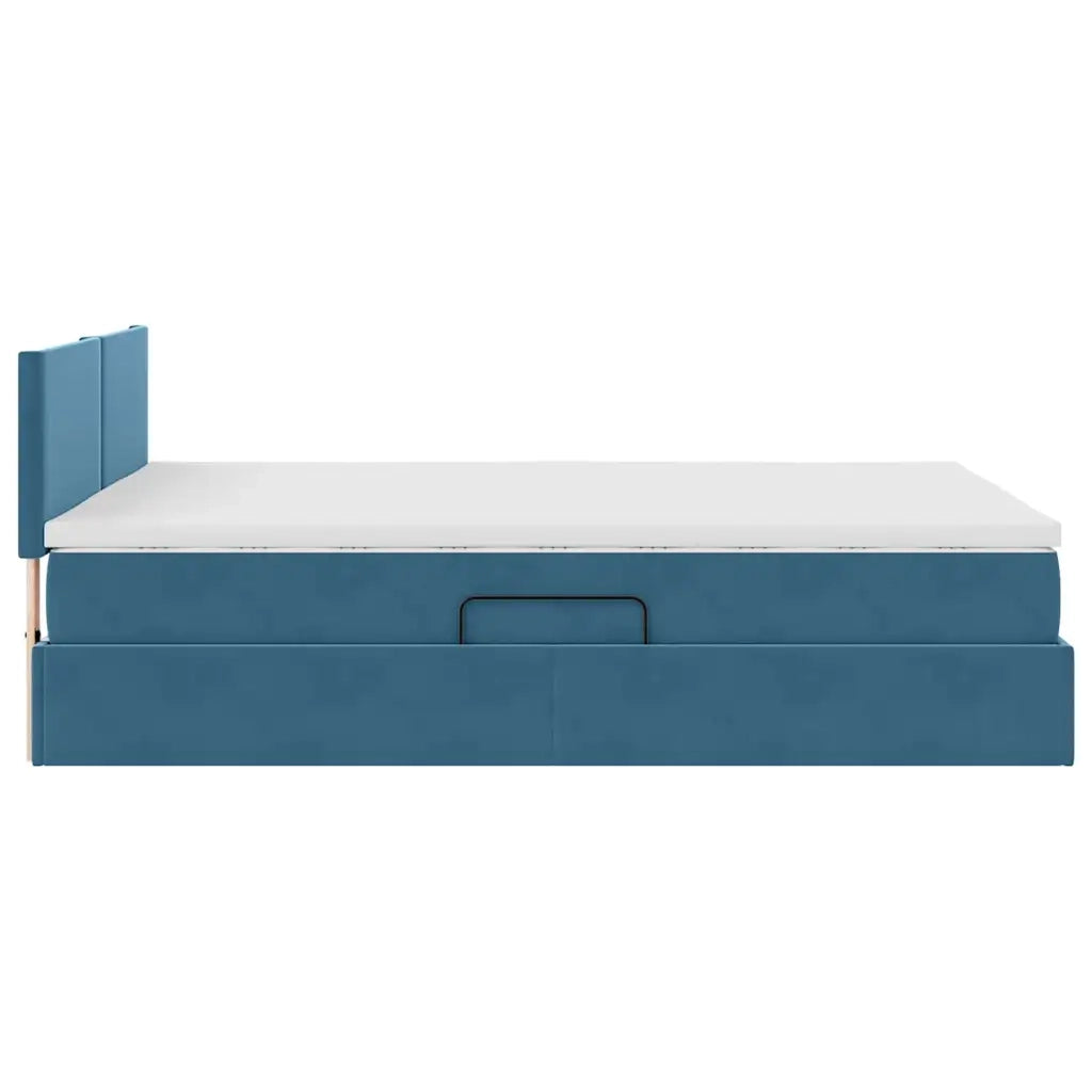 Letto con Contenitore Blu Scuro 140 x 190 cm Velluto