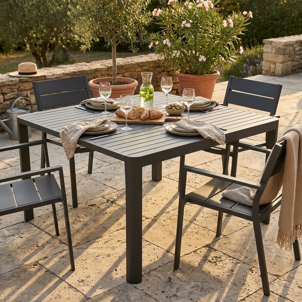 Tavolo da giardino quadrato allungabile in alluminio - WASH