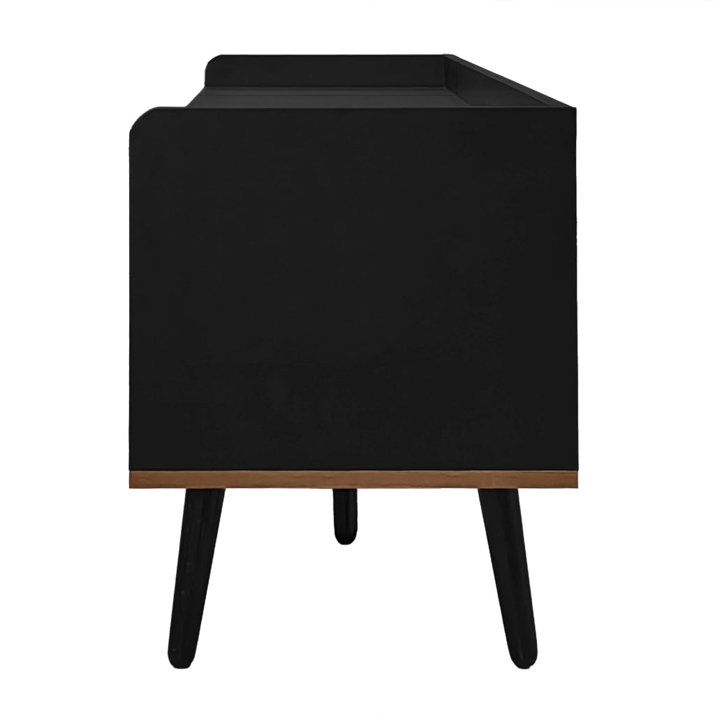 Mobile TV 160x39x49.5 cm; 3 ante con bordo rialzato; MDF e pannello truciolare nero e colore naturale