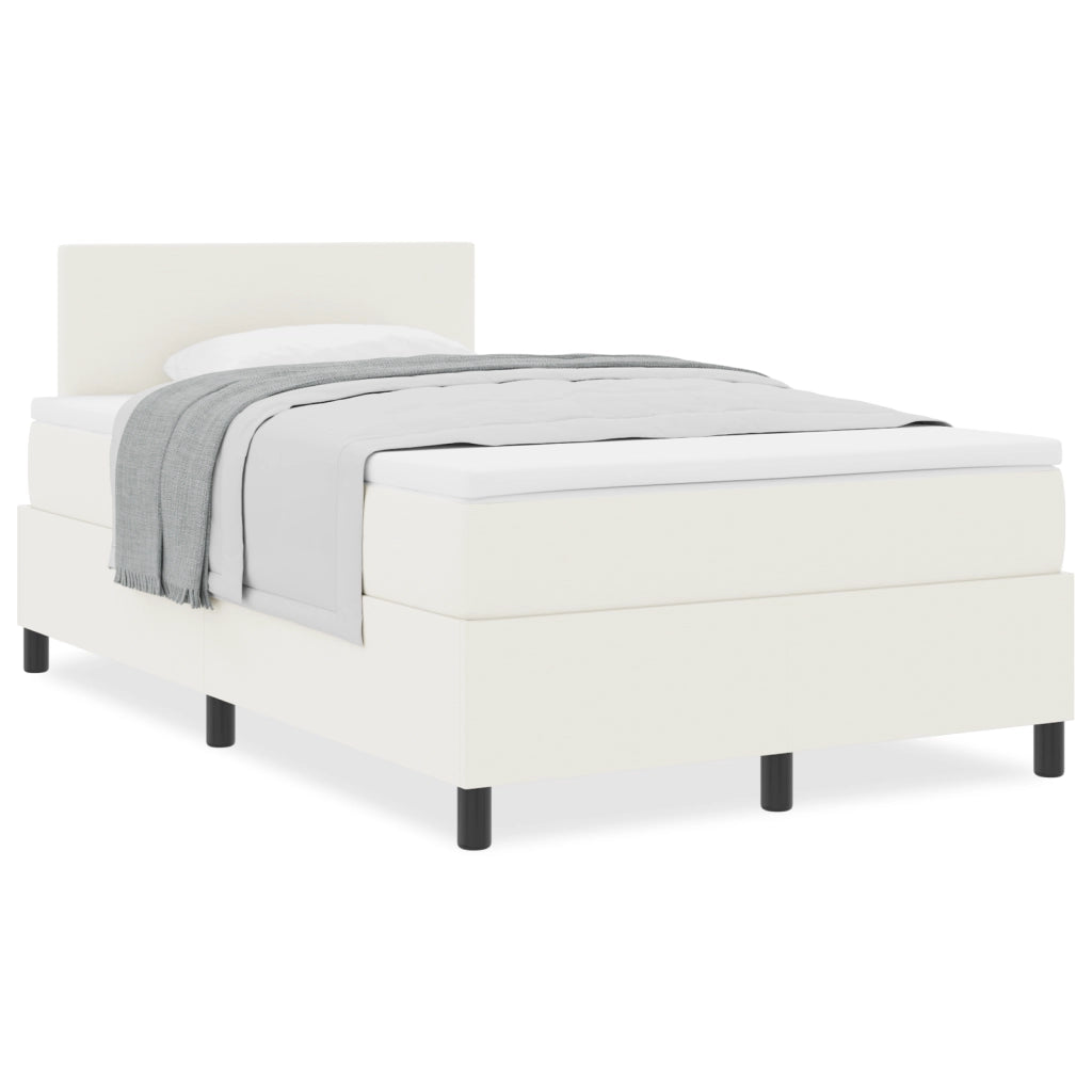 Letto Box Spring con Materasso Crema Piccolo Doppio Tessuto in Corduroy
