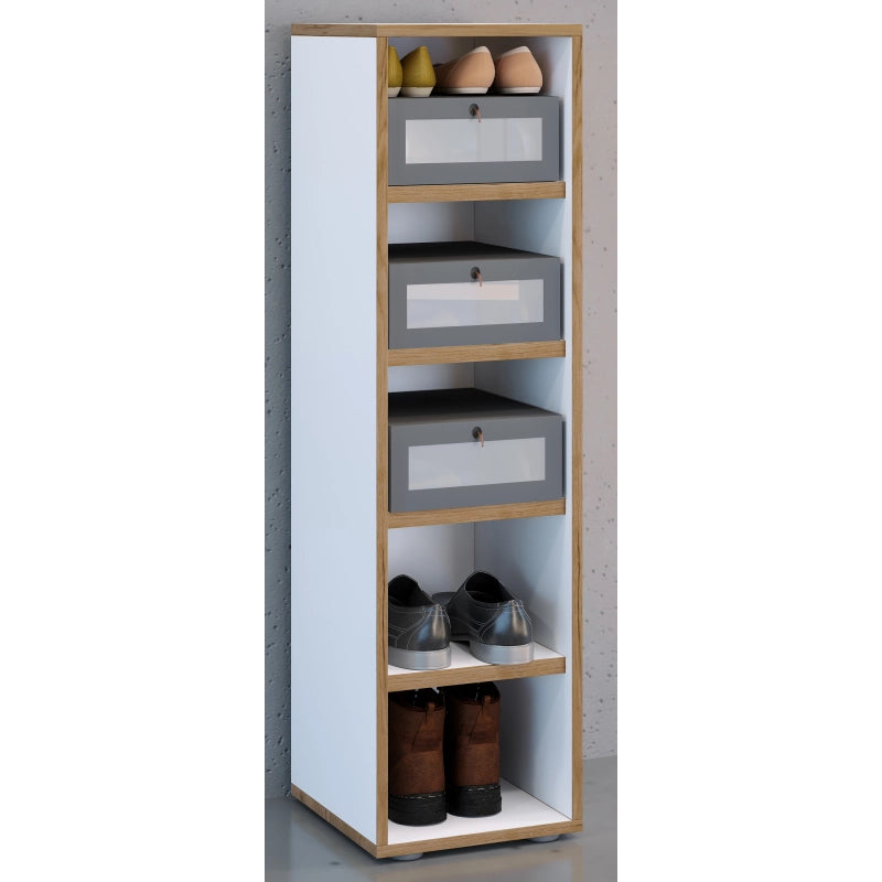 Super Scarpiera Legno H110 L30 P33 cm Armadio Porta Scarpe Salvaspazio con Ripiani Regolabili Colore Bianco