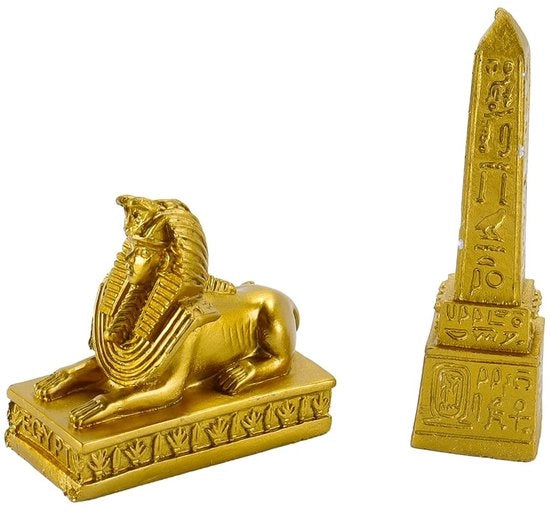 Ornamento per Acquario in Stile Romano con Sfinge d'Oro - Decorazione per Ufficio - Decorazione per Tavolo di Sabbia - Materiale per Rivestimento con Resina