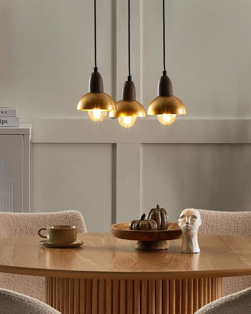 Lampada a sospensione Ottone Metallo Ferro Base Paralumi 3 Punto Luce Accessori Casa Illuminazione Soggiorno Sala da Pranzo
