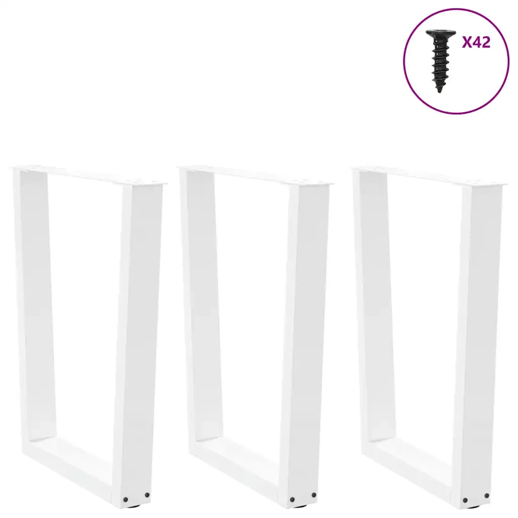 vidaXL Gambe per tavolo da pranzo a forma di V 3 pz bianche 70x(72-73,3) cm in acciaio