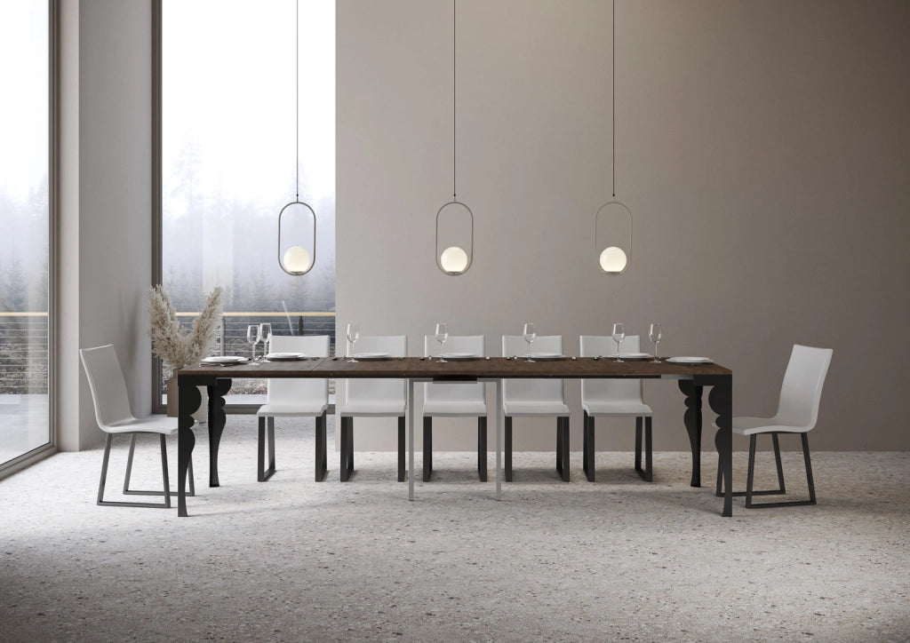 Consolle allungabile 90x40/300 cm Paxor Evolution Noce telaio Antracite