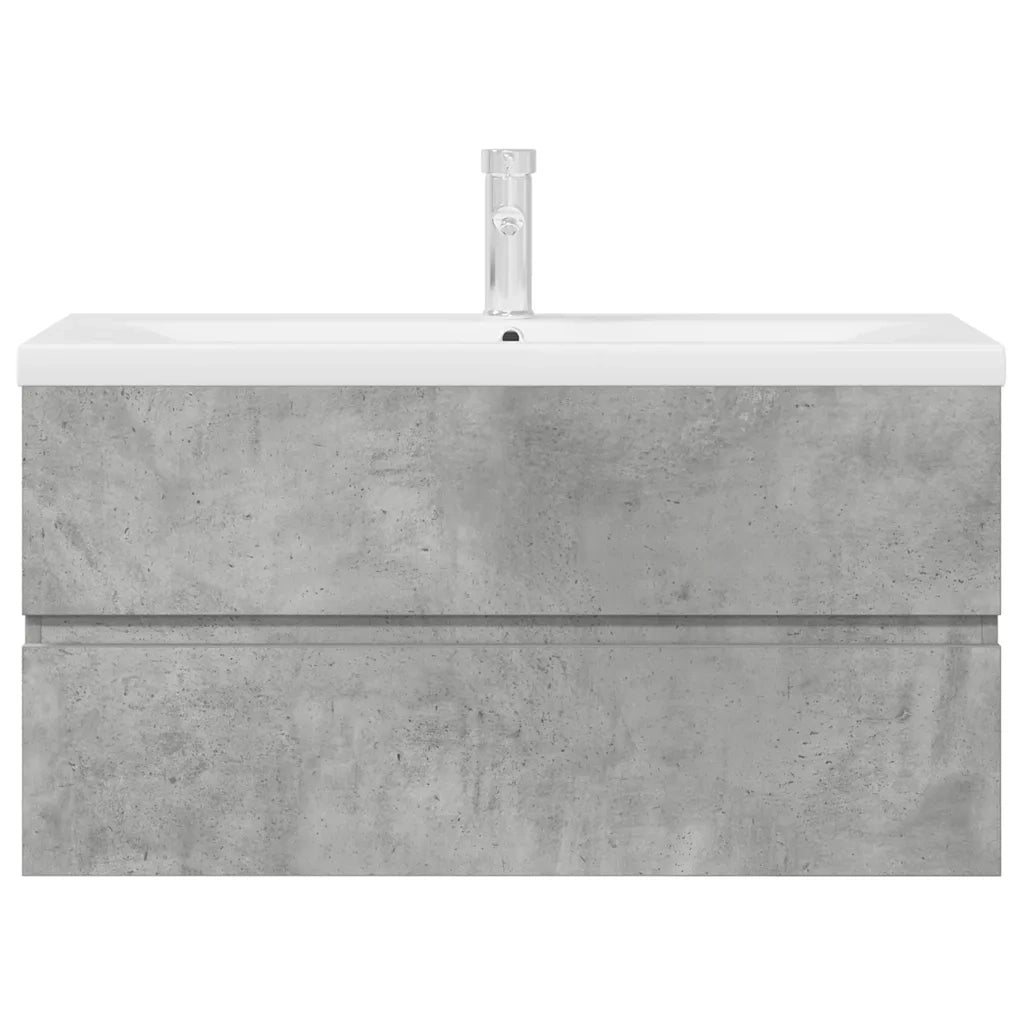 Set Mobili da Bagno 2 pz Grigio Cemento in Legno Multistrato 3324916