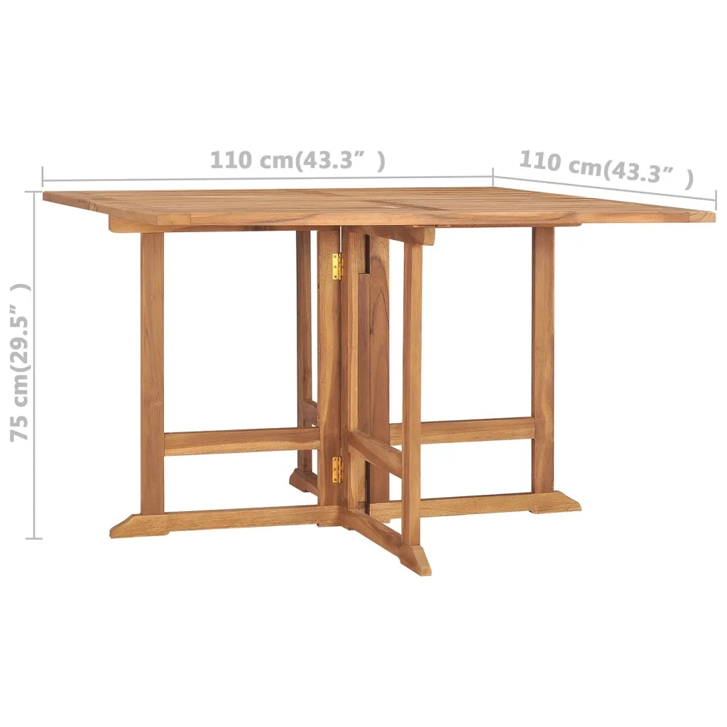 Tavolo da Giardino Pieghevole 110x110x75 cm in Massello di Teak 318481