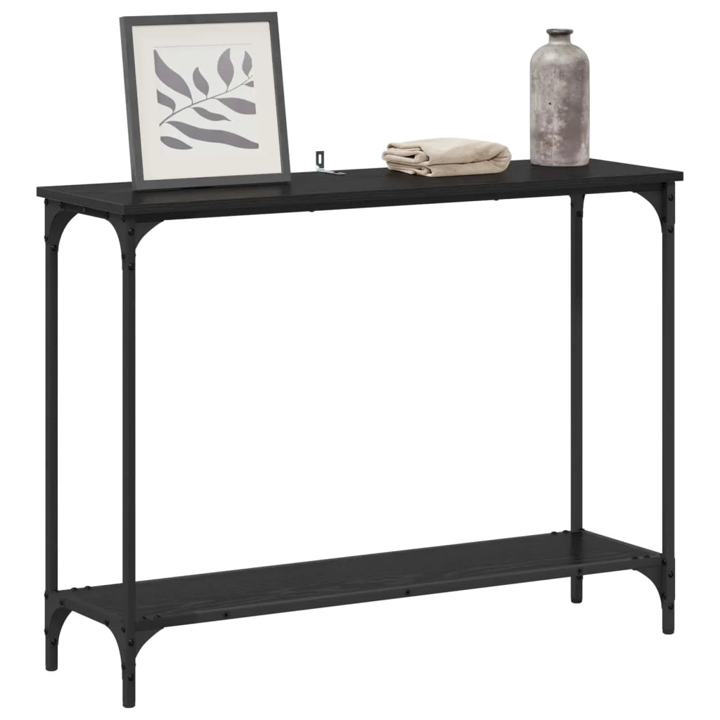 Tavolo Consolle | Tavolo d'Ingresso con lo scaffale Rovere nero 101 x 30.5 x 75 cm