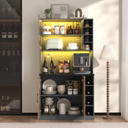 ARMADIO DA CUCINA 100x47x187 cm Grigio/Naturale in MDF e vetro rinforzato con LED