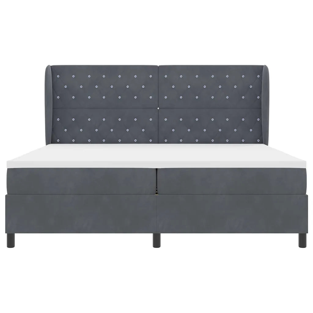 Letto a molle con materasso Grigio scuro 200 x 200 cm Velluto 3340893