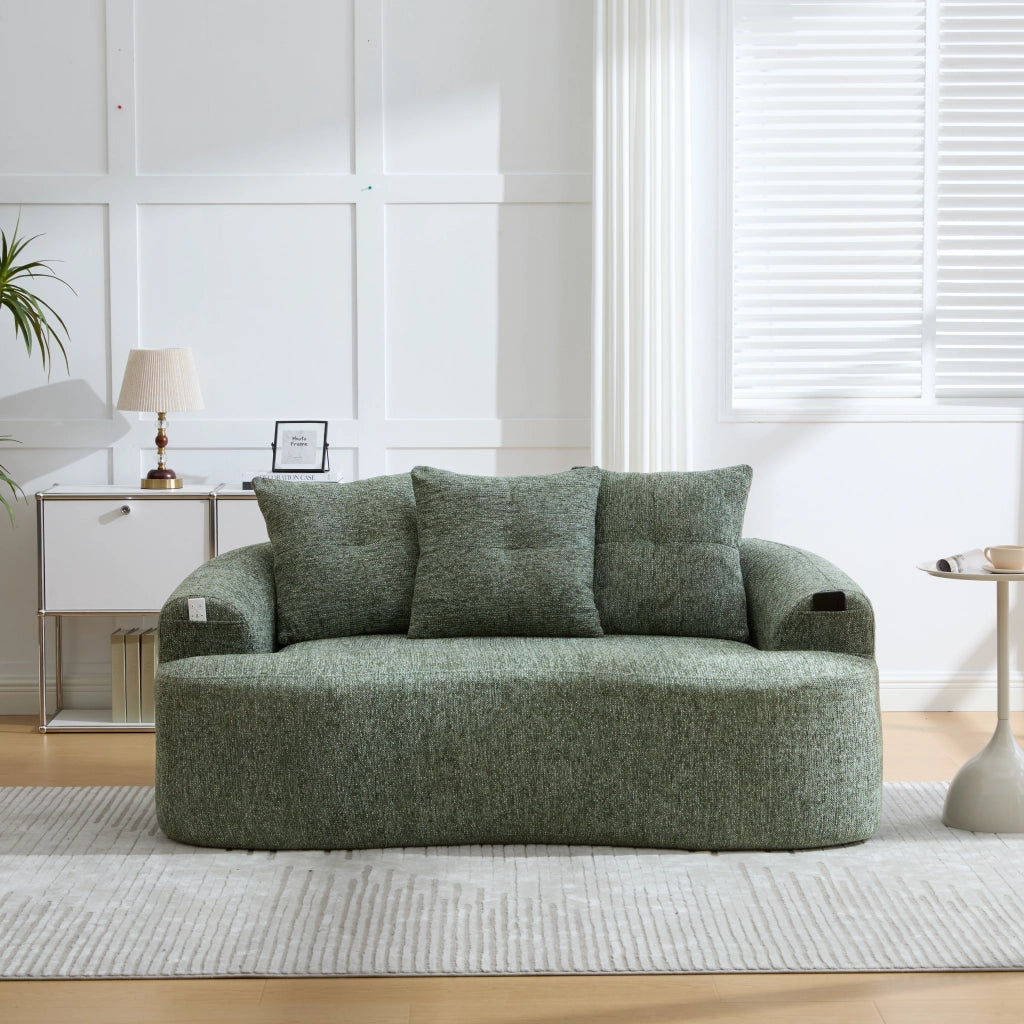 Divano 2 posti in chenille con molle insacchettate, cuscini spessi e design profondo verde 164 × 92 × 60 cm