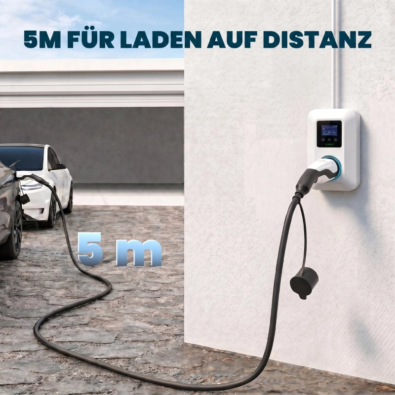 Cavo di ricarica per veicoli elettrici di tipo 2, 11 kW, 16 A, Modalit¨¤ 3, trifase, 5 m ¨C Cavo di prolunga per auto elettriche e ibride plug-in