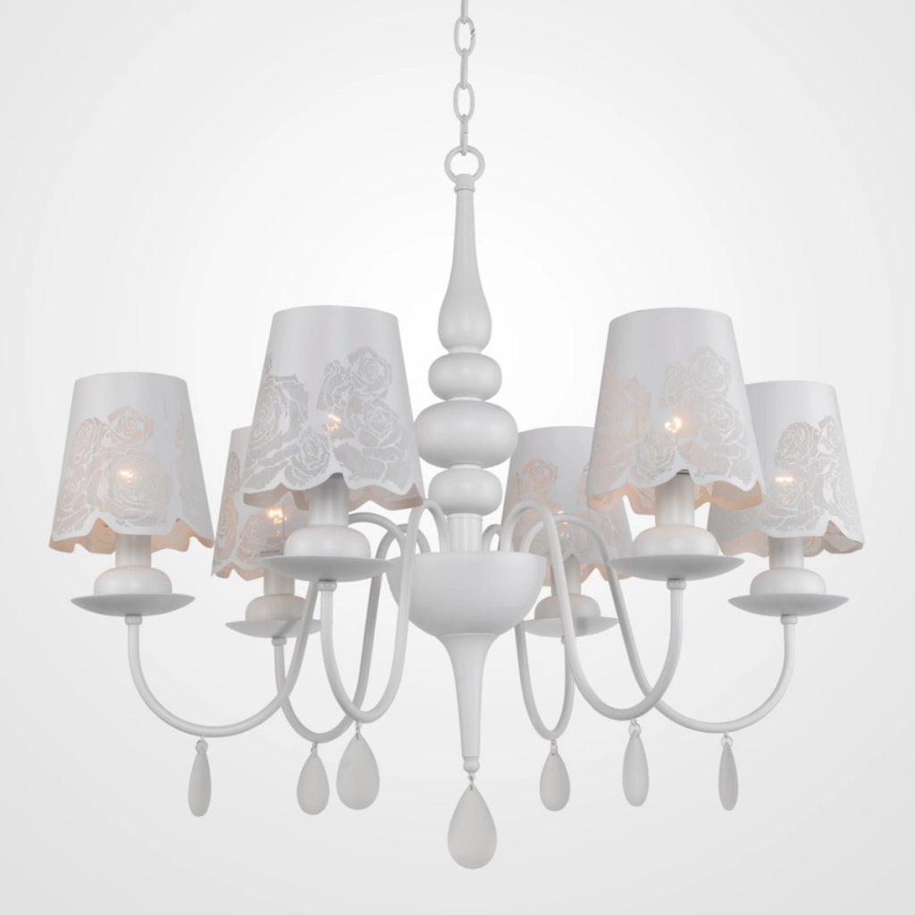Lampadario classico FABRIZIA bianco 6xE14 Polux 310415