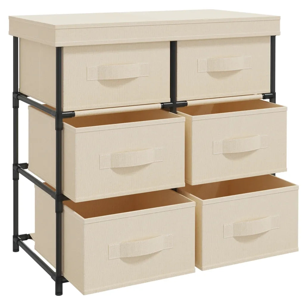 Mobile contenitore dal design moderno con 6 cassetti 55 x 29 x 55 cm acciaio color crema 02_0046937