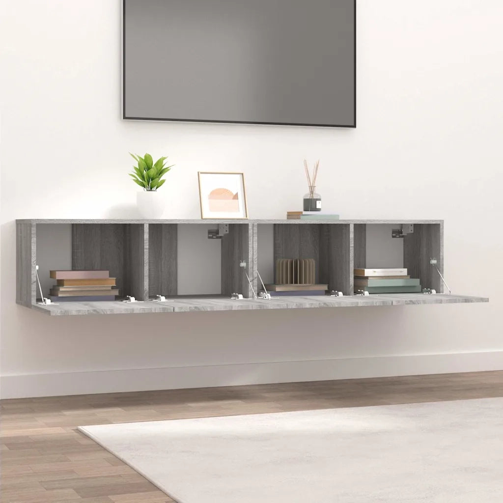 Mobili TV 2pz-Set di 2 Credenza per TV Grigio Sonoma 80x30x30cm Legno Multistrato