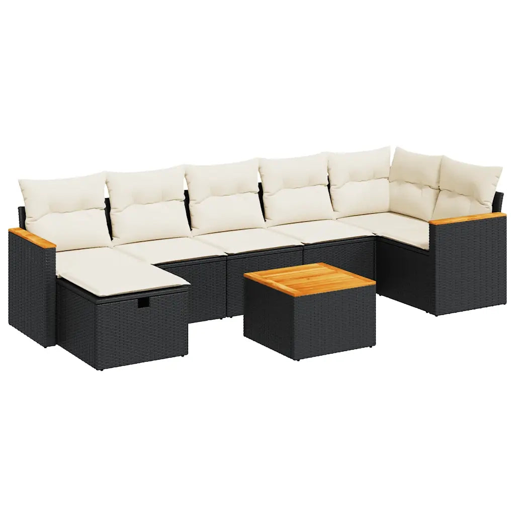 vidaXL Set Divani da Giardino con Cuscini 8 pz Nero in Polyrattan