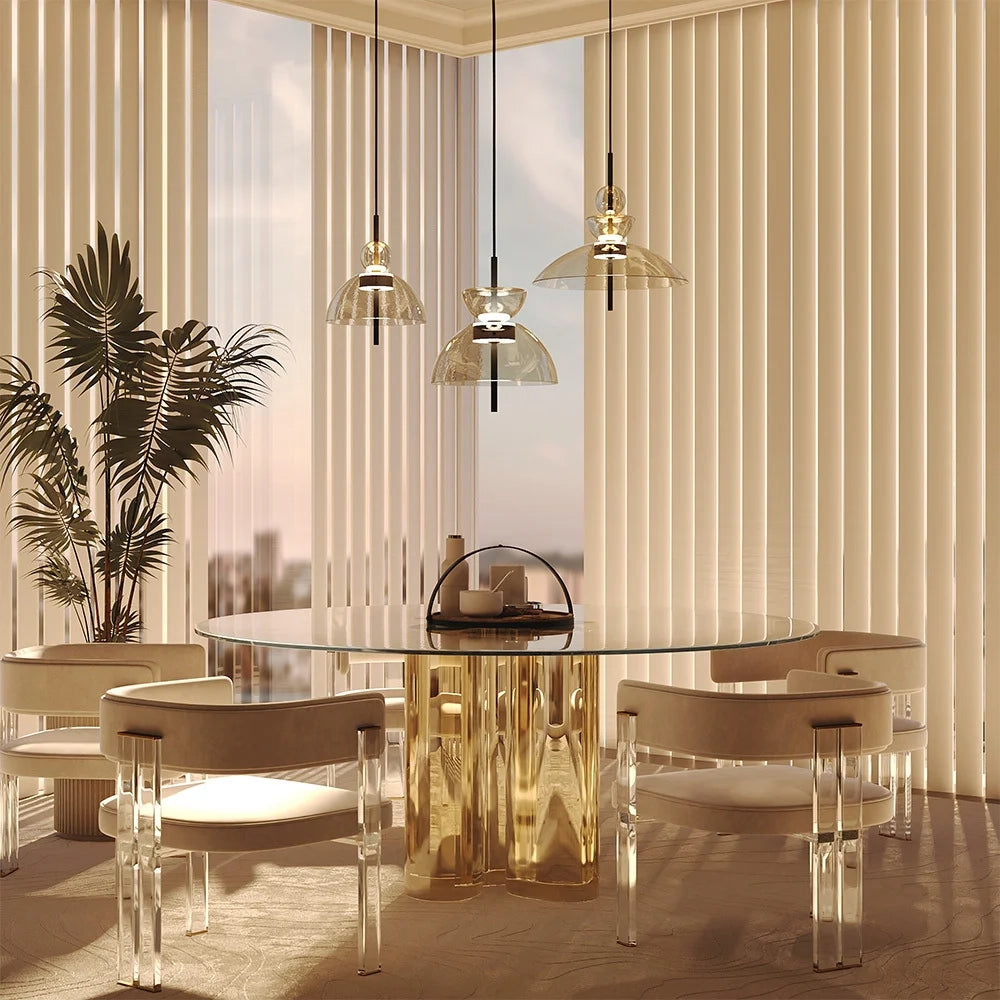 Maytoni Sospensione Moderna Bangkok 1 luce LED integrato nero metallo vetro cognac