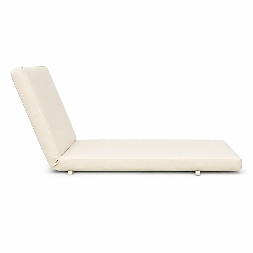 Cuscino per lettino da esterno 192x61 cm con schienale reclinabile e velcro in poliestere – Avorio