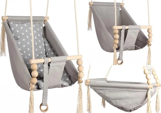 Schiaccio 3 in 1 per bambini con schiaccio a rotazione cintura di sicurezza CE XXL (grigio + stelle bianche)