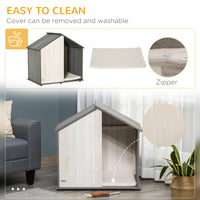 Cuccia per Cani a Casetta 83,5x54x82,5 cm in in Legno di Pino Grigio e Bianco