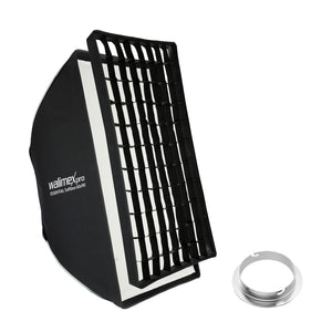 Essential Softbox 60x90cm + adattatore softbox per Elinchrom (diametro esterno: 15,2 cm), ruotabile a 360°, facile da montare, griglia inclusa, adattatore Bowens e borsa di trasporto