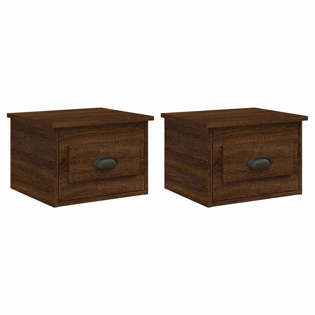 Comodini a Parete 2 pz-Set di 2 Tavolino da notte Rovere Marrone 41,5x36x28 cm