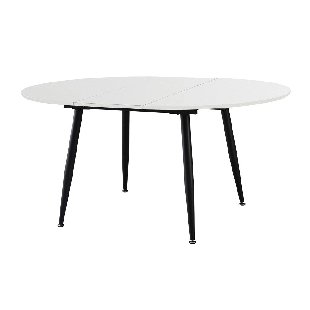 Tavolo rotondo allungabile Cordelia bianco con gambe nere 120x120x75