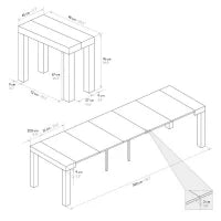 PAZZO DESIGN Tavolo Consolle allungabile, Rovere rustico, Nobilitato, Made in Italy, da 45 a 300 cm