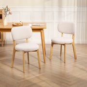 Set di 2 sedie da pranzo 46.5x52x80 cm con seduta ampia; schienale curvo; legno; crema