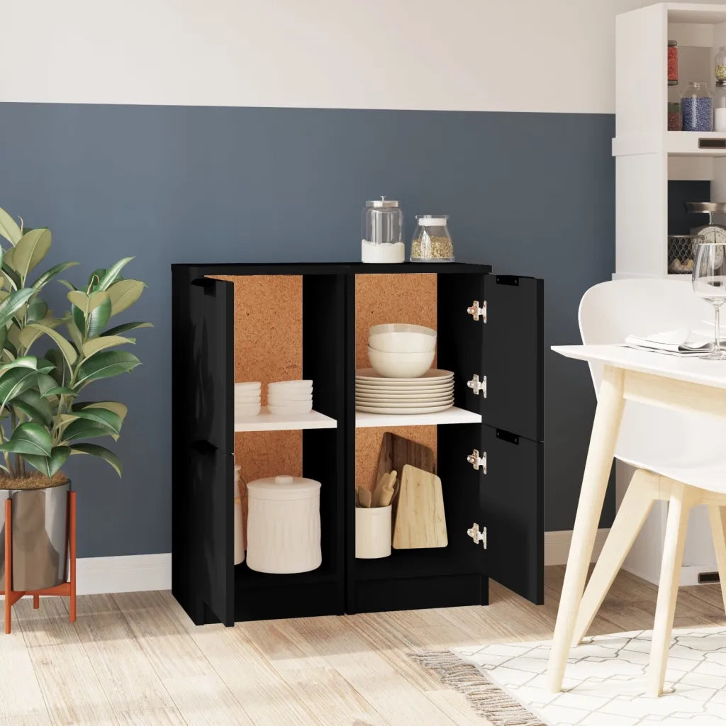 Credenze 2 pz | Madia | Buffet da pranzo | Armadio da pranzo Nere 30x30x70 cm in Legno Multistrato