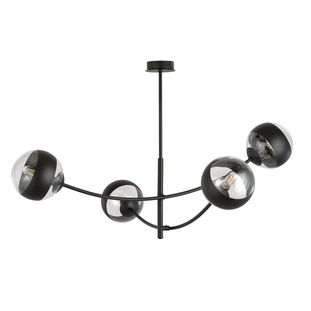 Plafoniera Emibig Hunter 4 luci E14 nero/vetro dimmerabile
