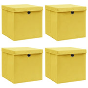 Scatole con Coperchi 4 pz Gialle 32x32x32 cm in Tessuto cod mxl 41527