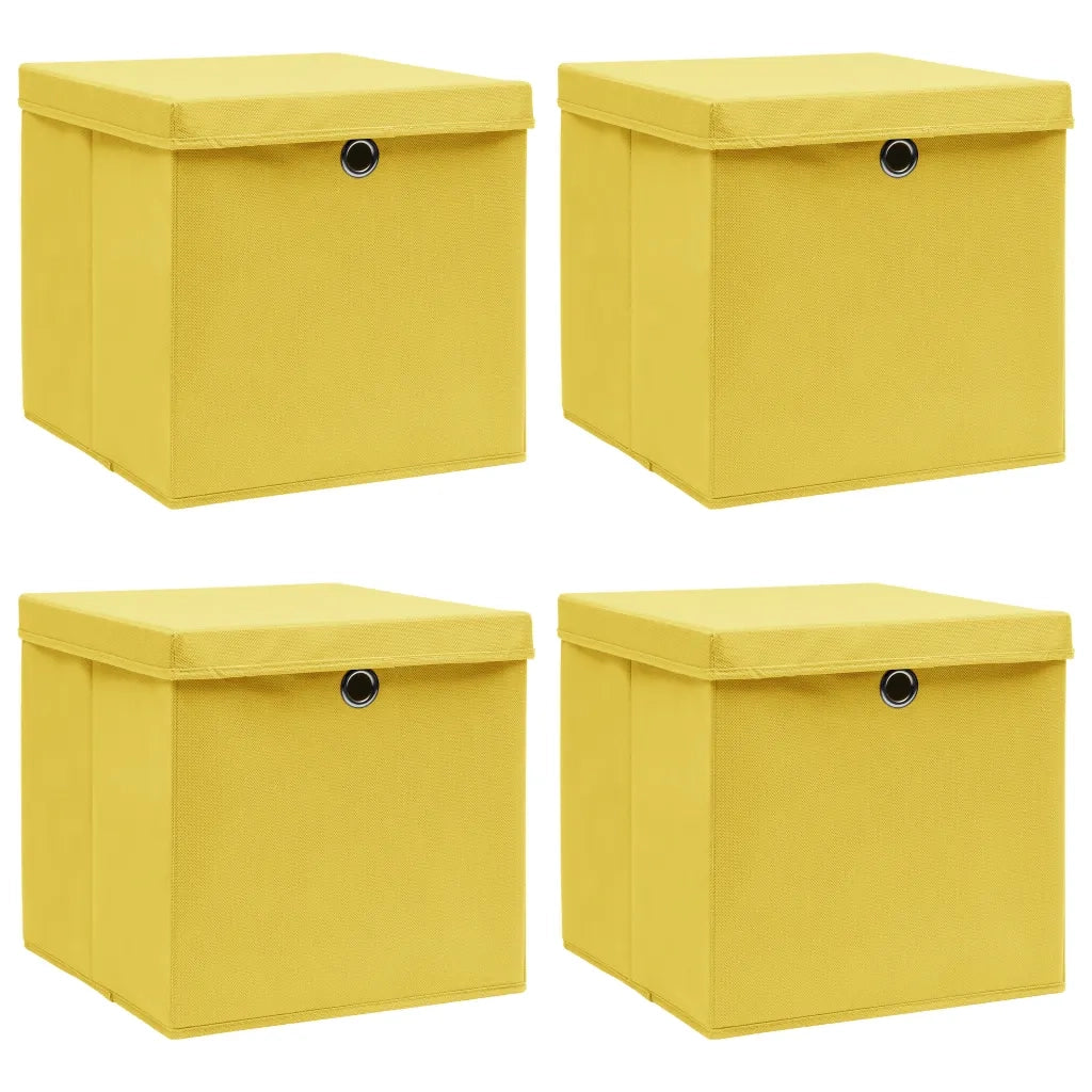 Scatole con Coperchi 4 pz Gialle 32x32x32 cm in Tessuto cod mxl 41527