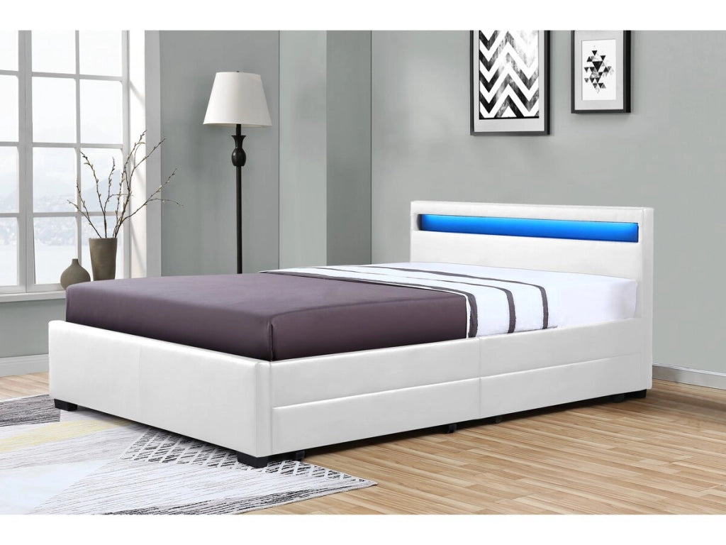 Letto con LED "NICO" - 160 × 200 cm - Bianco