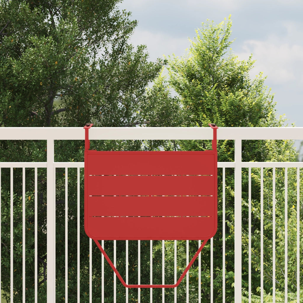 Tavolo da balcone a scomparsa rosso 60x40 cm in acciaio