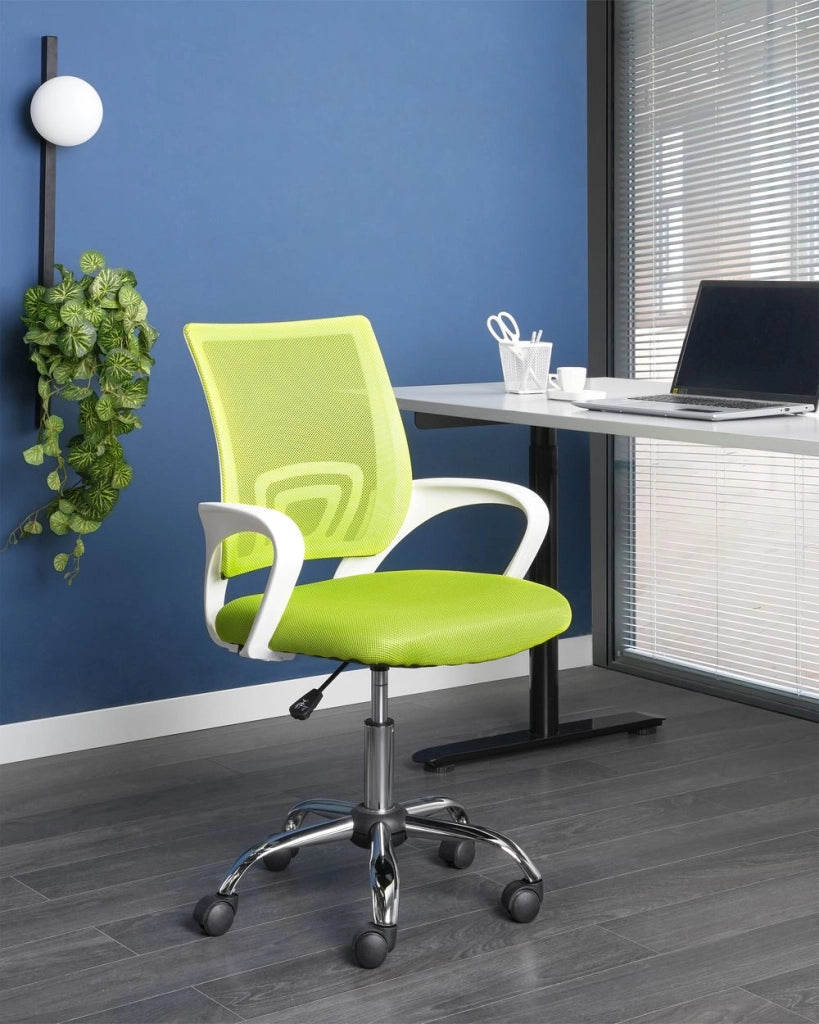 Sedia girevole da ufficio con schienale reclinabile regolabile in altezza verde lime moderna ufficio in casa