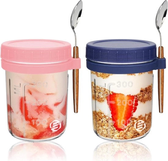 Set di Overnight Oats in Bicchiere di Mason - Muesli - Bicchieri per Avena - Kit - Da non perdere per il tuo colazione