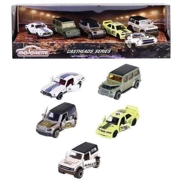 Majorette - Set di cofanetti riviste Castheads - 5 veicoli in metallo - Parti di apertura e fari traslucidi - Dai 3 anni in su