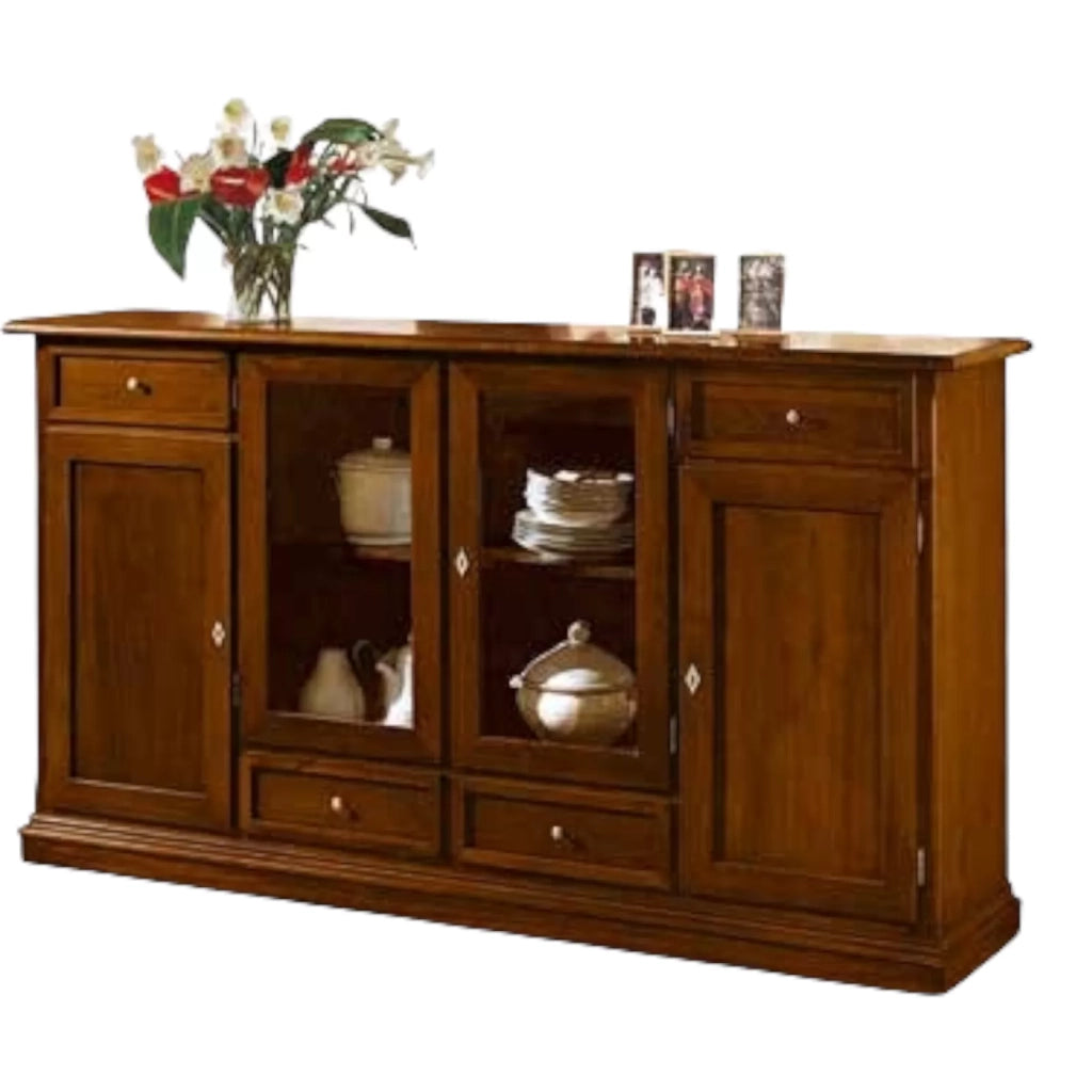 Madia credenza 4 porte legno tinta noce l.205 p.49 h.113 (385) - Mobili 2G