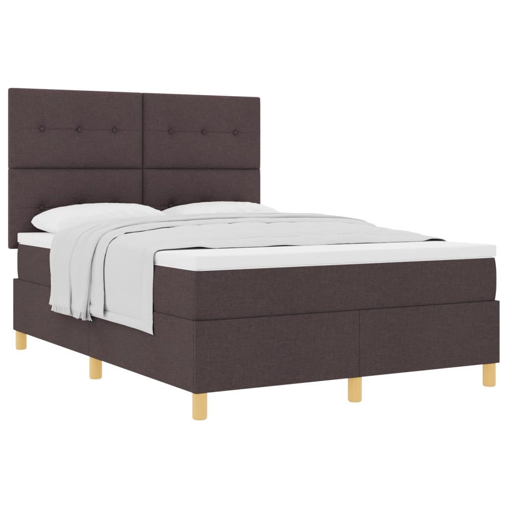 Letto con Box Spring e Materasso Marrone Scuro 160x200 cm in Tessuto