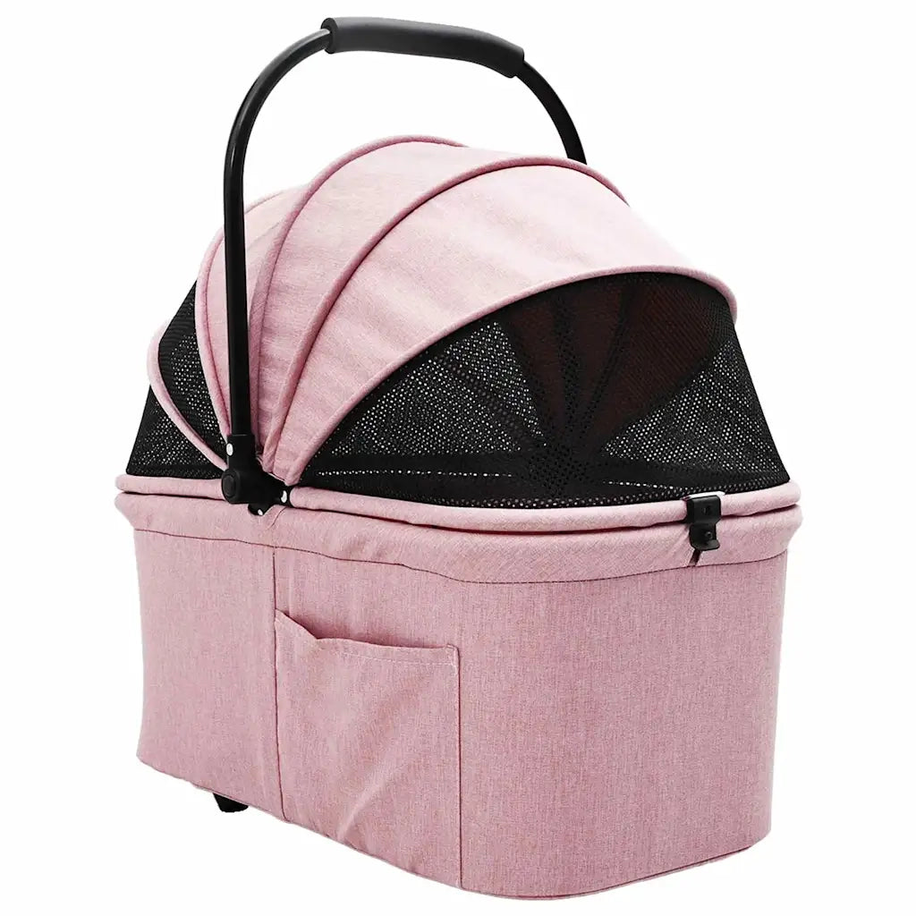 vidaXL Passeggino pieghevole per animali Rosa 81 x 47 x 99 cm