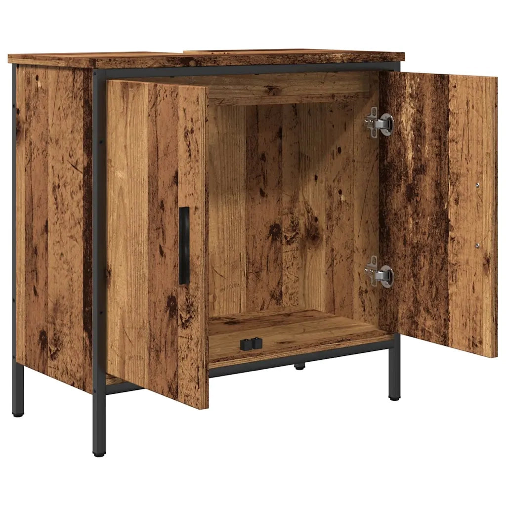 Mobile bagno salvaspazio di design 60 x 30 x 60 cm realizzato in legno composito con finitura effetto legno anticato 02_0051178
