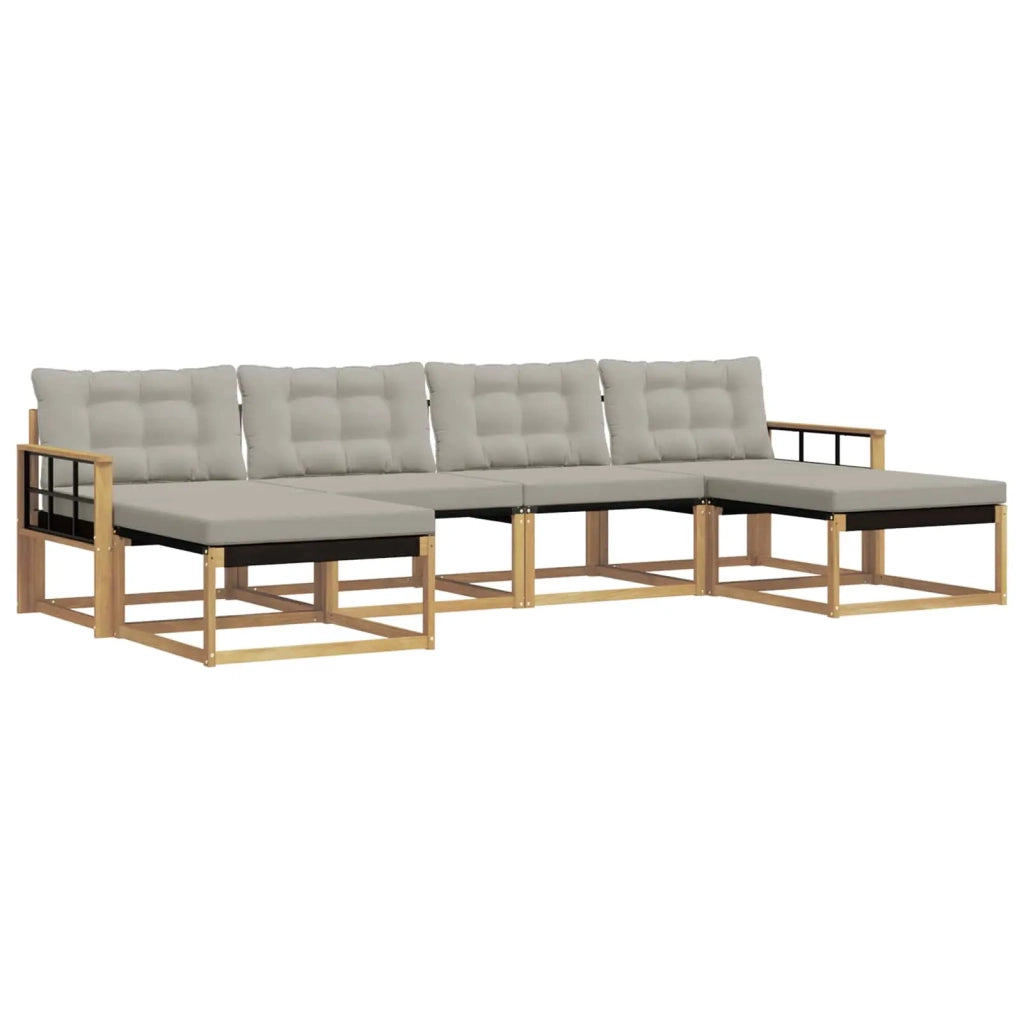 Set di divani da esterno 6 pcs Bianco e Grigio Chiaro