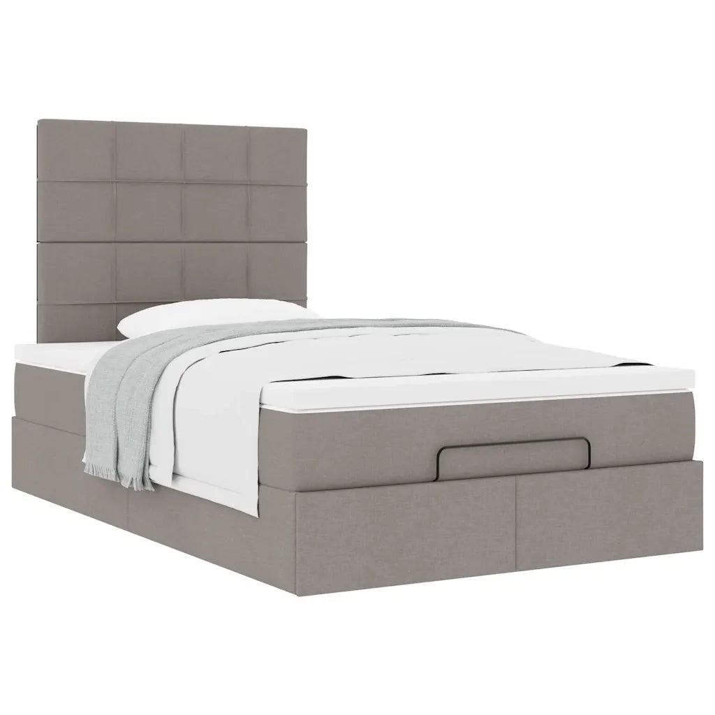 vidaXL Struttura Letto Pouf con Materasso Tortora 120x190 cm Tessuto
