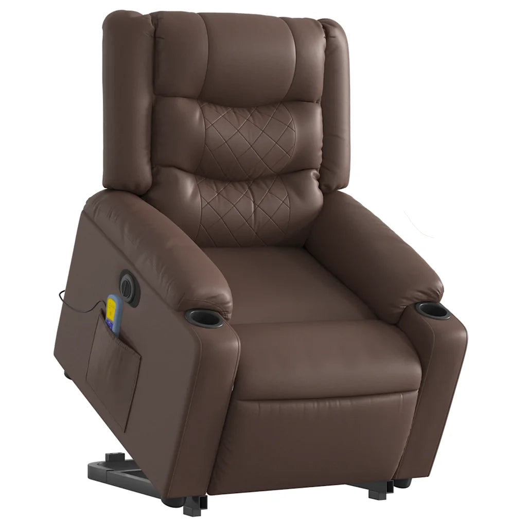 Poltrona Alzapersona Elettrica Reclinabile Marrone Similpelle 3206565
