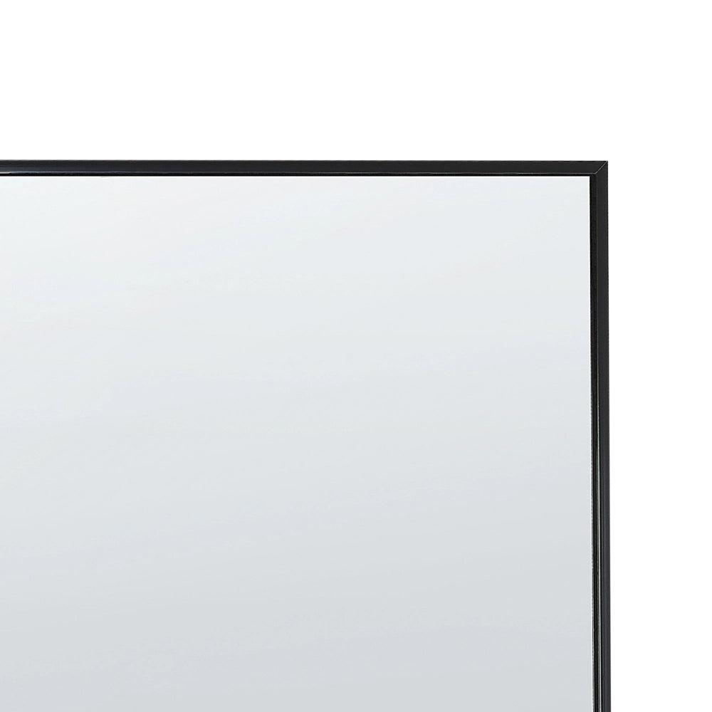 Specchio da terra con cornice rettangolare in alluminio nero 170 x 57 cm con supporto dal design moderno incorniciato a tutta lunghezza